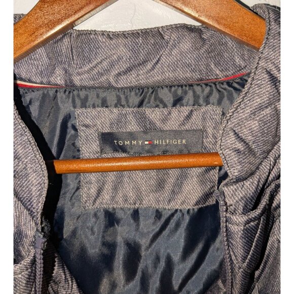 Tommy Hilfiger Womens Medium Quilted Jacket Gold Snap Buttons Zipper Gray - Picture 3 of 16
